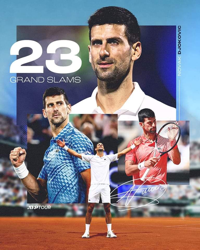Yaşayan əfsanə və tarixin özü - #NovakDjokovic. 🎾 
23 #GrandSlam və demək olar ki, bütün rekordların tək sahibi artıq odur və o, tennisin #GOAT𓃵-ıdır. Ardı gəlsin və gələcək. Congratulations, @DjokerNole . 🇷🇸🇦🇿🎾
#RolandGarros #USOpen #AUSOpen #Wimbledon #Djokovic