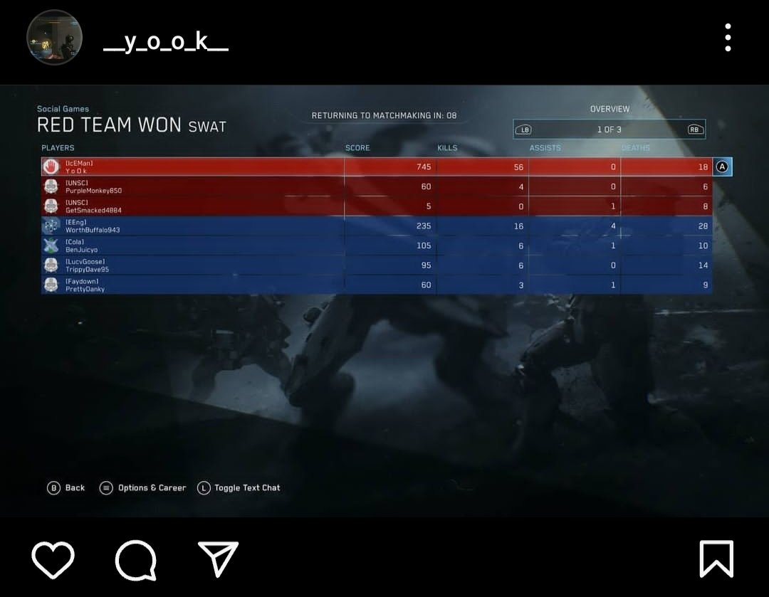 YoOk84OG's tweet image. Just incase y'all forgot. I still slay when I'm on my game. 
GGs #OG 
#Halo
#masterchiefcollection
#Swat #xbox