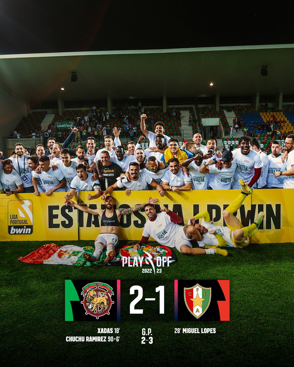 ligaportugal's tweet photo. ⭐️ de 𝗣𝗥𝗜𝗠𝗘𝗜𝗥𝗔 🤩

@cfestrelamadora vence P̶l̶a̶y̶o̶f̶f̶ 𝗣𝗹𝗮𝘆-𝗶𝗻 nas grandes penalidades e sobe à principal constelação do futebol 🇵🇹 👏🏻

Homem do Jogo 👉🏼 Chuchu Ramirez (@MaritimoMadeira)

Crónica 👉🏼 https://t.co/DPIcVwgLbX

#LigaPortugal #NãoPára #CSMCFEA https://t.co/l57xPa3DMt