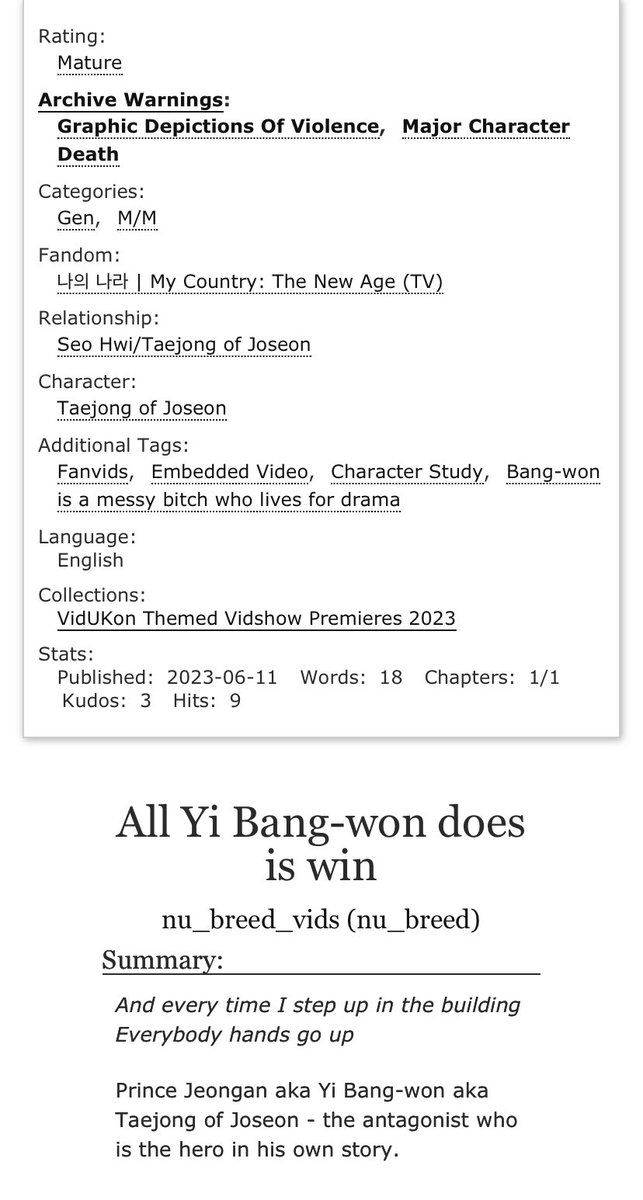 The third of my premieres from the Antagonism show at <a href="/vidukon/">VidUKon</a> : An Yi Bangwon character study <a href="/hils_k/">Hils (Not Really Here) 🏳️‍🌈</a> 

Link below: