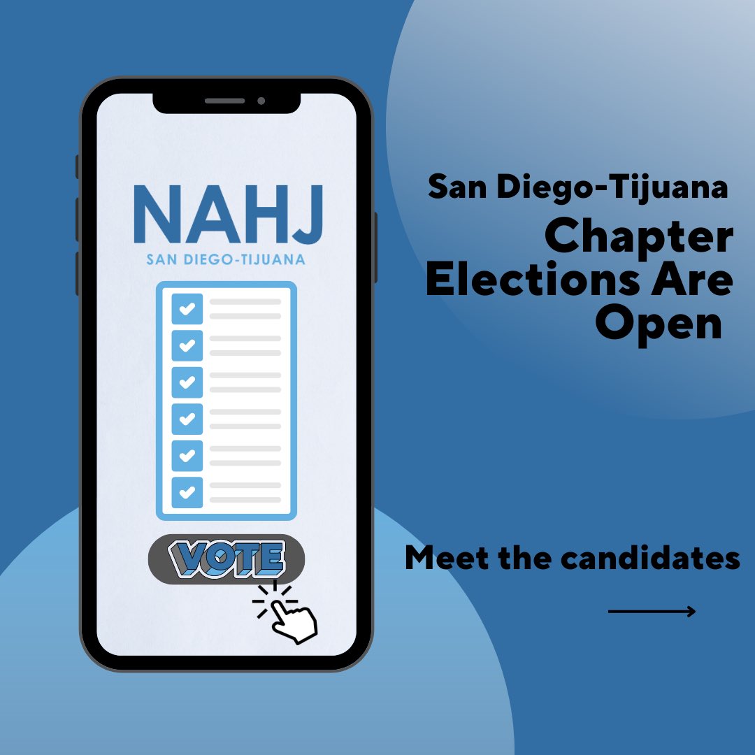 Polls close June 15 at 2 p.m. Make sure to get your votes in soon. Visit our we site for info about the candidates nahjsandiego.org