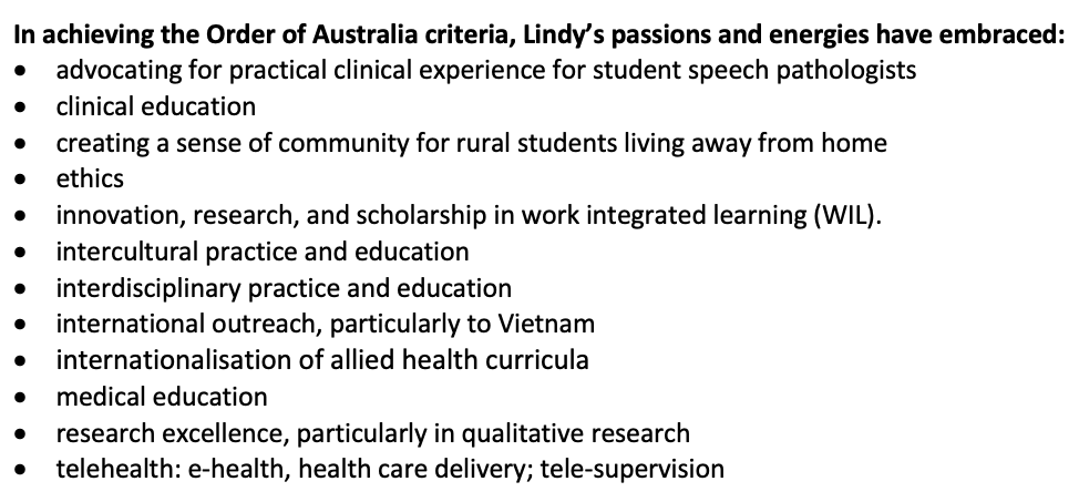 speechwoman's tweet photo. 🎀 WHAT A WOMAN! 

No Australian speech pathologist is more deserving of recognition via an award within the Order of Australia than the multitalented Lindy McAllister, AM. (@McallisterLindy) https://t.co/ZsTZKiokYb 🇦🇺🇻🇳 @SpeechPathAus @RCSLT 
https://t.co/cpbslESRBW #WeSpeechies https://t.co/Sz5hoJAqrO