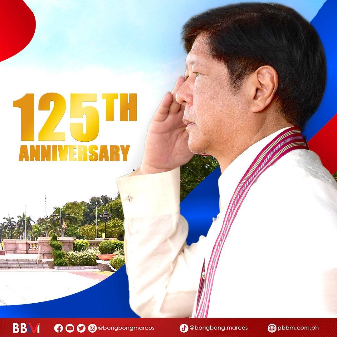 Maligayang Araw ng Kalayaan sa bawat Pilipino saan mang panig ng mundo!

Sa pagdiriwang natin sa tagumpay ng mga ninuno at bayani ng bansa, 125 na taon na ang nakalipas, asahan ninyong nakatuon ang ating mga hakbang, katulad ng Philippine Development Plan, sa pagbuo ng isang