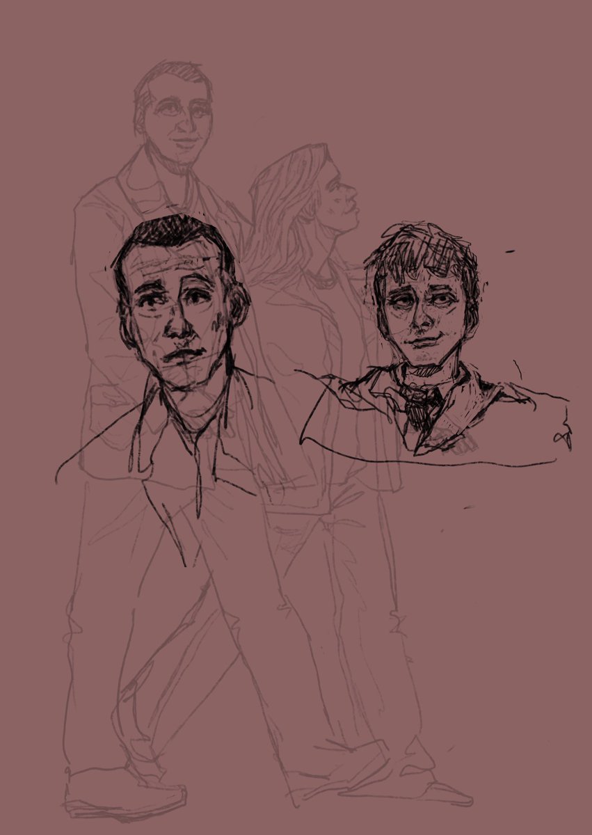 Sketching whilst watching Doctor Who #doctorwho #ninthdoctor #tenthdoctor #DavidTennant #christopherEccleston