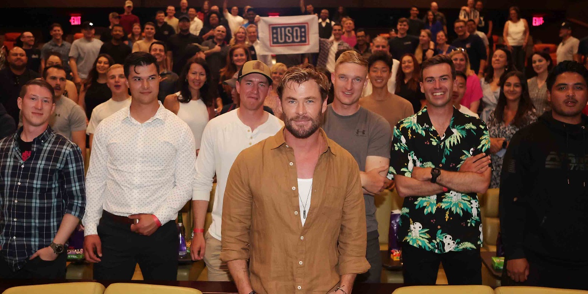 Earlier today, @chrishemsworth surprised service members at a special screening of #Extraction2. Huge thanks to @netflix for making this unforgettable moment possible! #BeTheForce