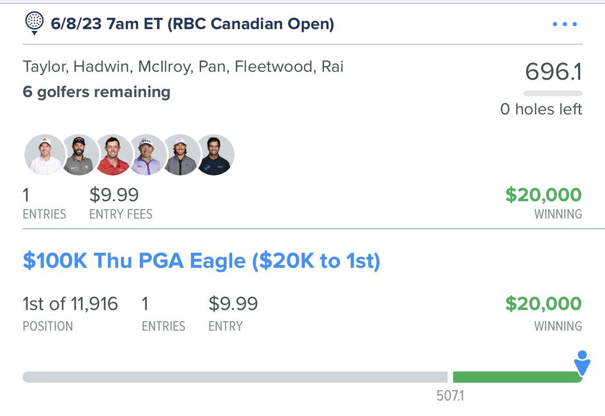 drommordare's tweet photo. Huge shoutout to @FantasyLabs for the PGA projections &amp; lineup tools. Second time shipping the Eagle on @FanDuel this year! https://t.co/lWUsauBNnU