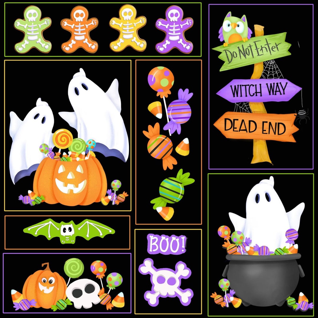buff.ly/3PbalGc Glow Ghosts Collection (Glow in the Dark) by Shelly Comiskey for Henry Glass #ghosts #glowinthedark #cottonfabric #Halloween #sewing #crafts #EtsyStarSeller