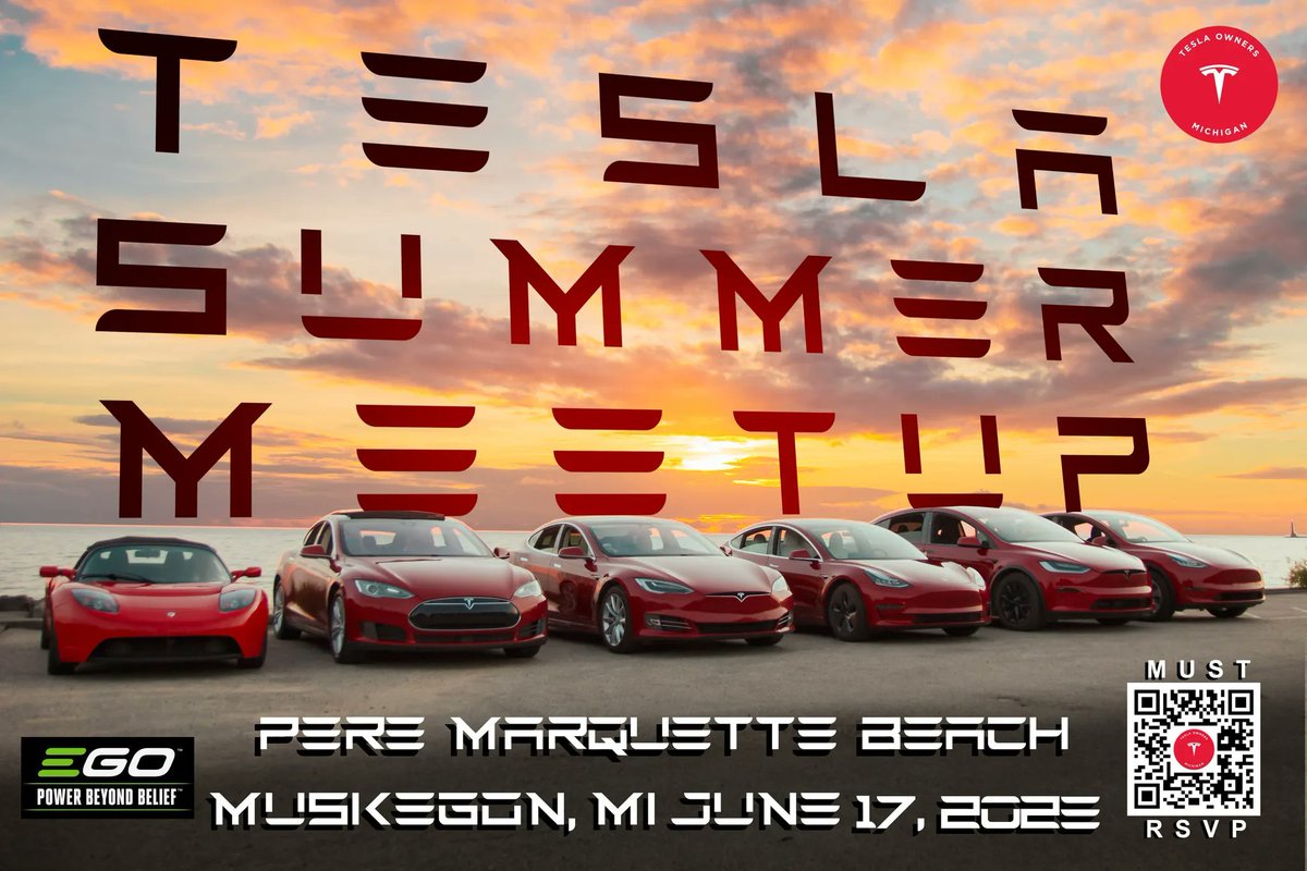 Dirty Tesla (@dirtytesla) on Twitter photo The <a href="/teslaownersmi/">Tesla Owners of Michigan</a> hosts one of the largest Tesla gatherings in the country, and it's NEXT WEEK! RSVP for a great summer day on the beautiful shores of Lake Michigan. I will be there, and hope to see you there!
RSVP: teslamichigan.org/2023-summer-me… The <a href="/teslaownersmi/">Tesla Owners of Michigan</a> hosts one of the largest Tesla gatherings in the country, and it's NEXT WEEK! RSVP for a great summer day on the beautiful shores of Lake Michigan. I will be there, and hope to see you there!
RSVP: teslamichigan.org/2023-summer-me…