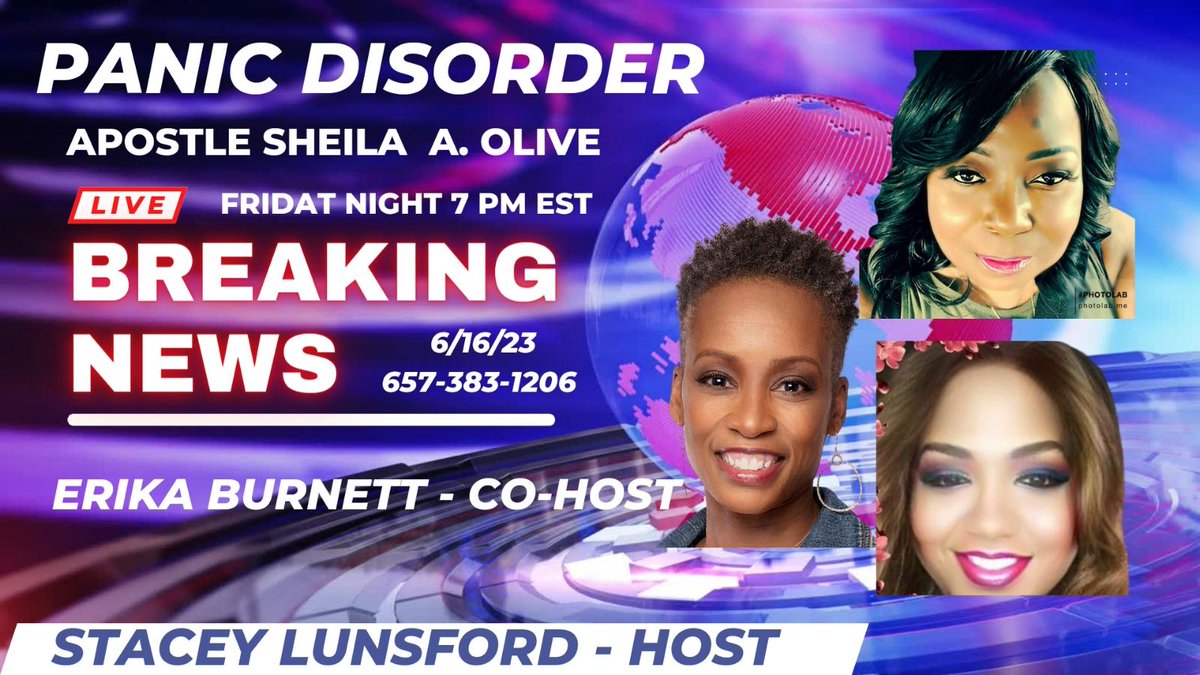 CoachErikaNich's tweet image. I will be recording live from the Eloquently Speaking Radio Network as Co-host for the discussion about &quot;Panic Disorder,&quot; led by Apostle Sheila A. Olive this Friday 6/16/23 at 7pm Est., Dial 657-383-1206

#mentalhealthwellness #panicdisorder #blogtalkradio #faith #healing