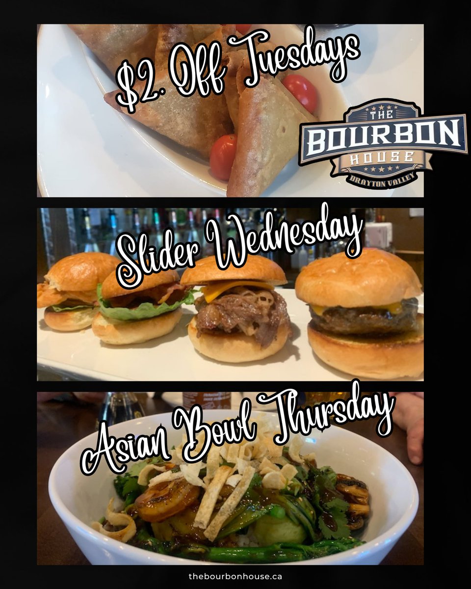 RCWS_SocialDude's tweet photo. Meet new people and make lasting memories at The Bourbon House.
#TheBourbonHouseDV🥃
🌐https://t.co/VKyxCwxRvg
5-5505 50 St, Drayton Valley, AB
Open Tues-Sat @ 4pm
See You Soon!
#DVrestaurants #DVbusiness #DVfood #DVfoodie #DVeats #DVbar #TheBourbonHouse https://t.co/hnQu827dMJ