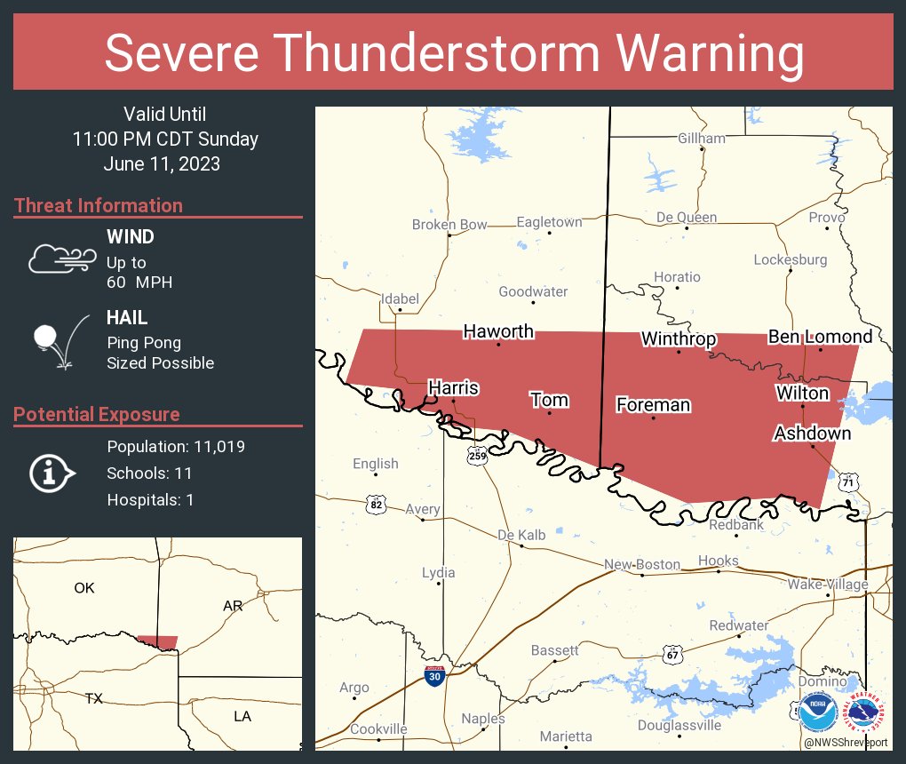 NWS Shreveport on Twitter "Severe Thunderstorm Warning including