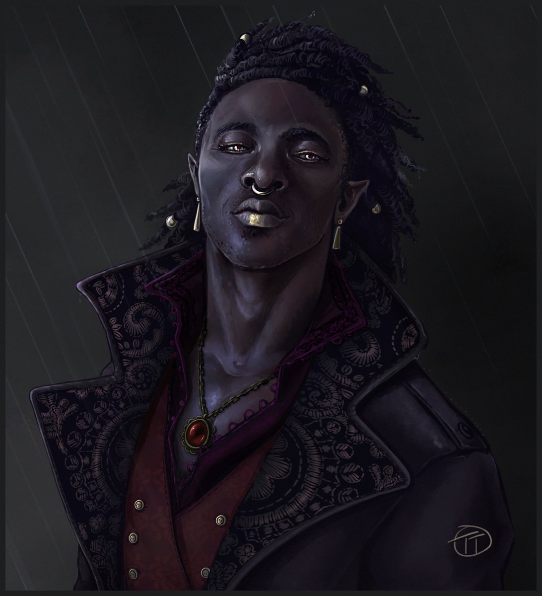 A vampire NPC from our Curse of Strahd game - Kasym. Savos is living dangerously heh. I haven't done a Ps portrait in a while!

#GuestsOfStrahd #dnd #dndNPC #digitalPainting #vampire