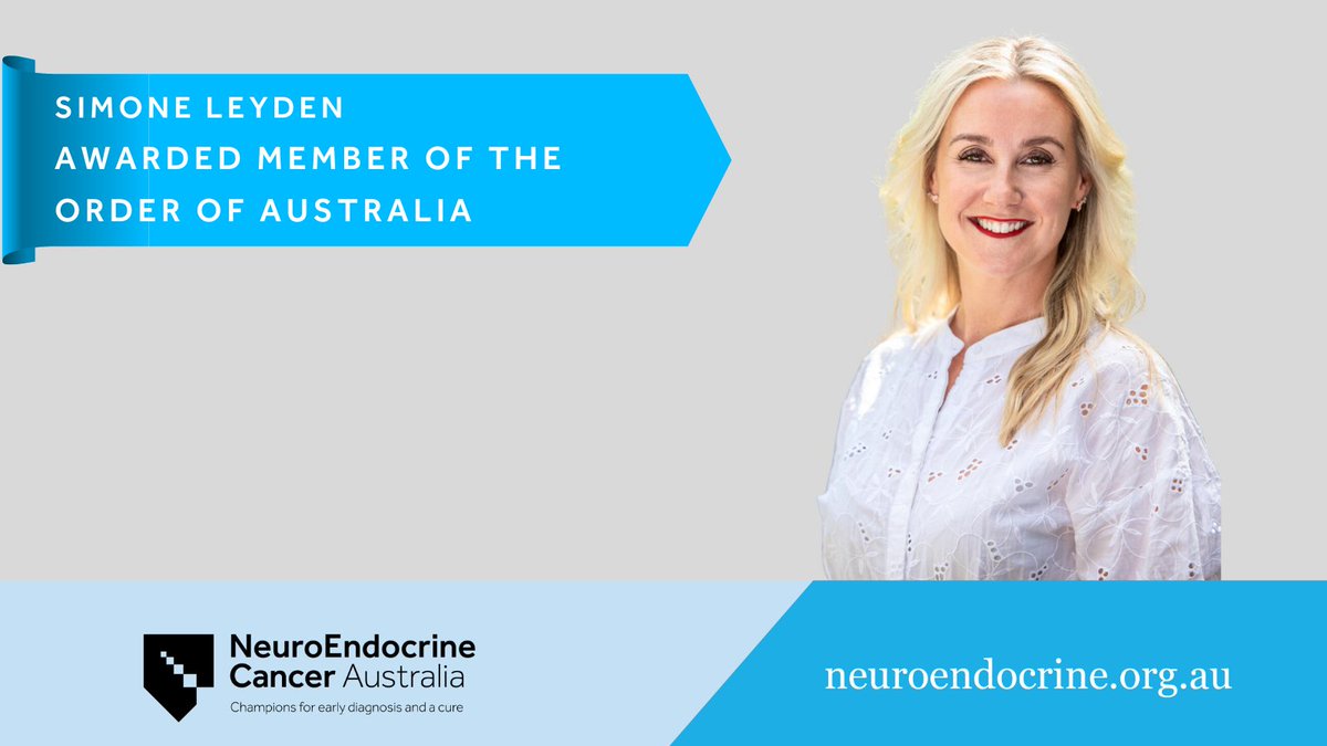 HUGE congrats to our co-founder, Simone Leyden who has today been recognised with the prestigious title of Member (AM) of the Order of Australia for her outstanding contributions in the area of #neuroendocrinecancer. gg.gov.au/kings-birthday… #orderofaustralia #cancercare