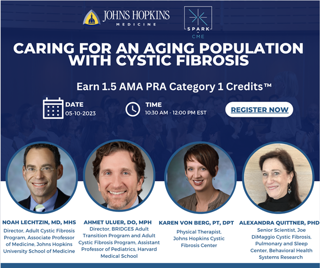 Hopkins CF Center (@hopkinscf) on Twitter photo Join Johns Hopkins University School of Medicine <a href="/HopkinsCME/">HopkinsCME</a> and SPARK CME for a CME webinar on Caring for an Aging Population with Cystic Fibrosis on June 14, 2023, from 3:00-4:30 pm EST.
REGISTER: bit.ly/CFandAgingWebi…
CME information: bit.ly/CFandAgingCMEI… Join Johns Hopkins University School of Medicine <a href="/HopkinsCME/">HopkinsCME</a> and SPARK CME for a CME webinar on Caring for an Aging Population with Cystic Fibrosis on June 14, 2023, from 3:00-4:30 pm EST.
REGISTER: bit.ly/CFandAgingWebi…
CME information: bit.ly/CFandAgingCMEI…