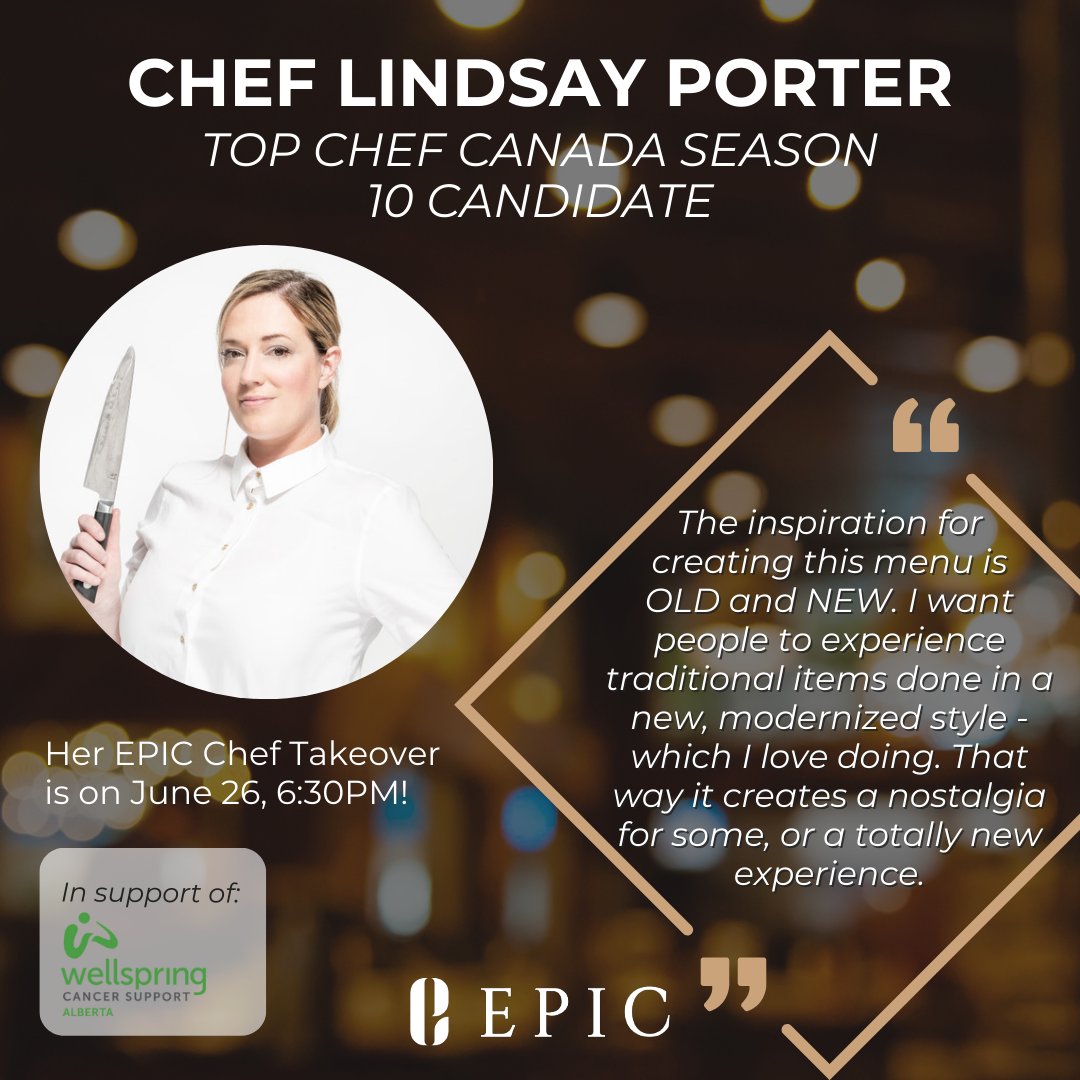 dine_epic's tweet photo. Recreating the familiar in new, expressive ways, Chef Lindsay Porter will be serving up a delicious 5-course meal on June 26. 🍽️🍷 Get ready for an another amazing Chef Takeover at EPIC!

🎟️ Tickets are moving fast - grab yours before they're gone! https://t.co/Bh1R5G4Mnh https://t.co/rzQQobbW3I