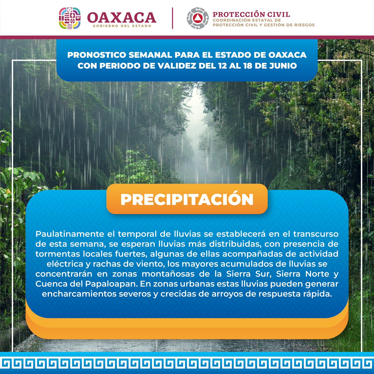 Gobierno de Oaxaca on Twitter "Conoce el pronóstico semanal del clima