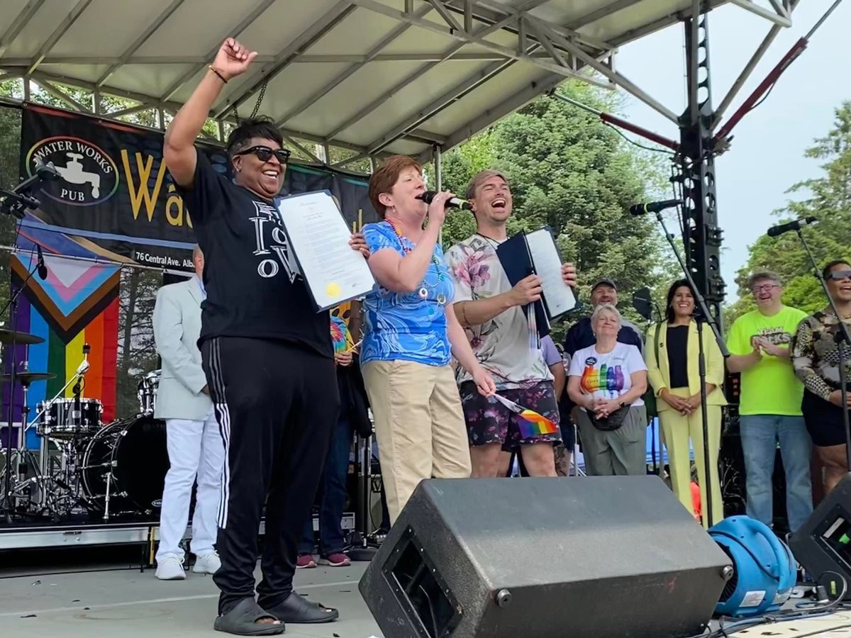 Albany Mayor Kathy Sheehan (@mayorsheehan) on Twitter photo 🏳️🌈🏳️⚧️Albany always does Pride best!
What a tremendous turnout today to celebrate LGBTQIA+ Pride in the City of Albany.
It was an honor to march with <a href="/IOOV245/">In Our Own Voices</a> as they celebrate their 25th anniversary providing services and support for our LGBTQIA+ BIPOC community. 🏳️🌈🏳️⚧️Albany always does Pride best!
What a tremendous turnout today to celebrate LGBTQIA+ Pride in the City of Albany.
It was an honor to march with <a href="/IOOV245/">In Our Own Voices</a> as they celebrate their 25th anniversary providing services and support for our LGBTQIA+ BIPOC community.