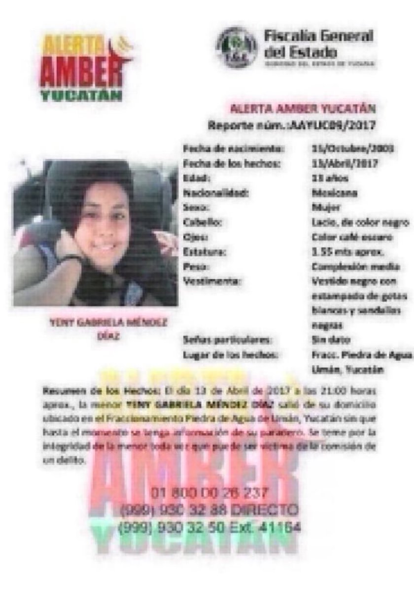 Vía <a href="/AAMBER_yucatan/">Alerta Amber</a> YENY GABRIELA MÉNDEZ DÍAZ 13 años #Merida #Yucatán #Umán <a href="/LaAlamedaAlerta/">LaAlamedaAlerta</a>