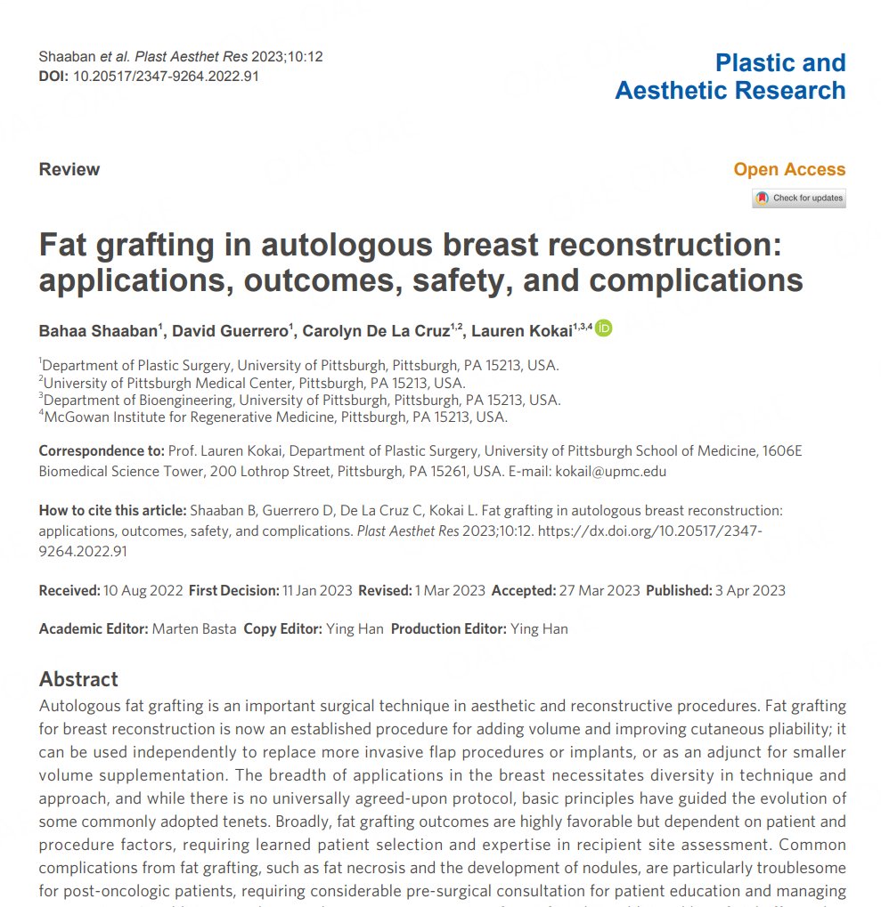 #Fat #Grafting #Transfer #Breast #Reconstruction
📚 Check out this insightful article by Prof. Lauren Kokai on Fat grafting in autologous breast reconstruction: applications, outcomes, safety, and complications 👇👇
🔗parjournal.net/article/view/5…
