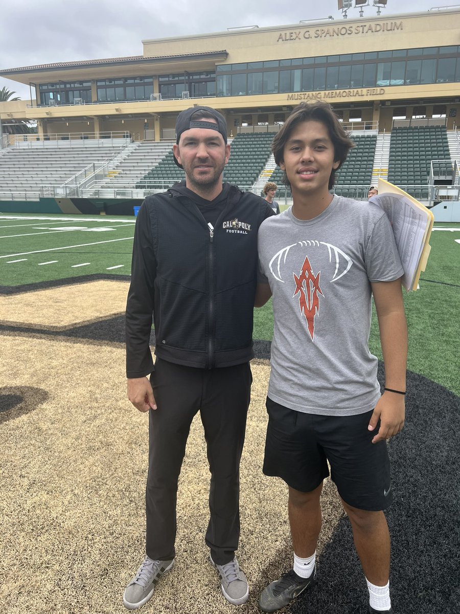 KylerPeters2025's tweet photo. Thank you @calpolyfootball and @Coach_Casey_P for a great specialist camp today. Finished top 2 in field goal with a 53yd. @NextLevelKick1 @CoachRMeras @jc_kicks17 @noahserna3 #TeamSailer https://t.co/HfEIUVwYJB