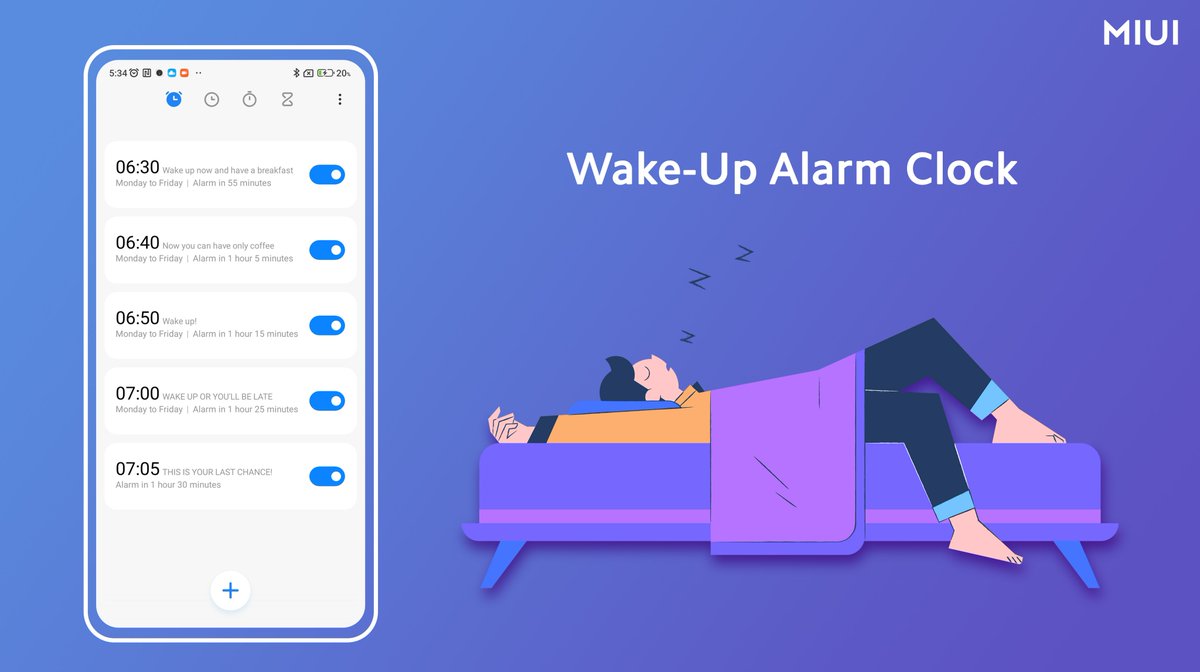 MIUI on Twitter "My alarm clocks on Monday morning be like 🤣 How many alarm clocks do you need