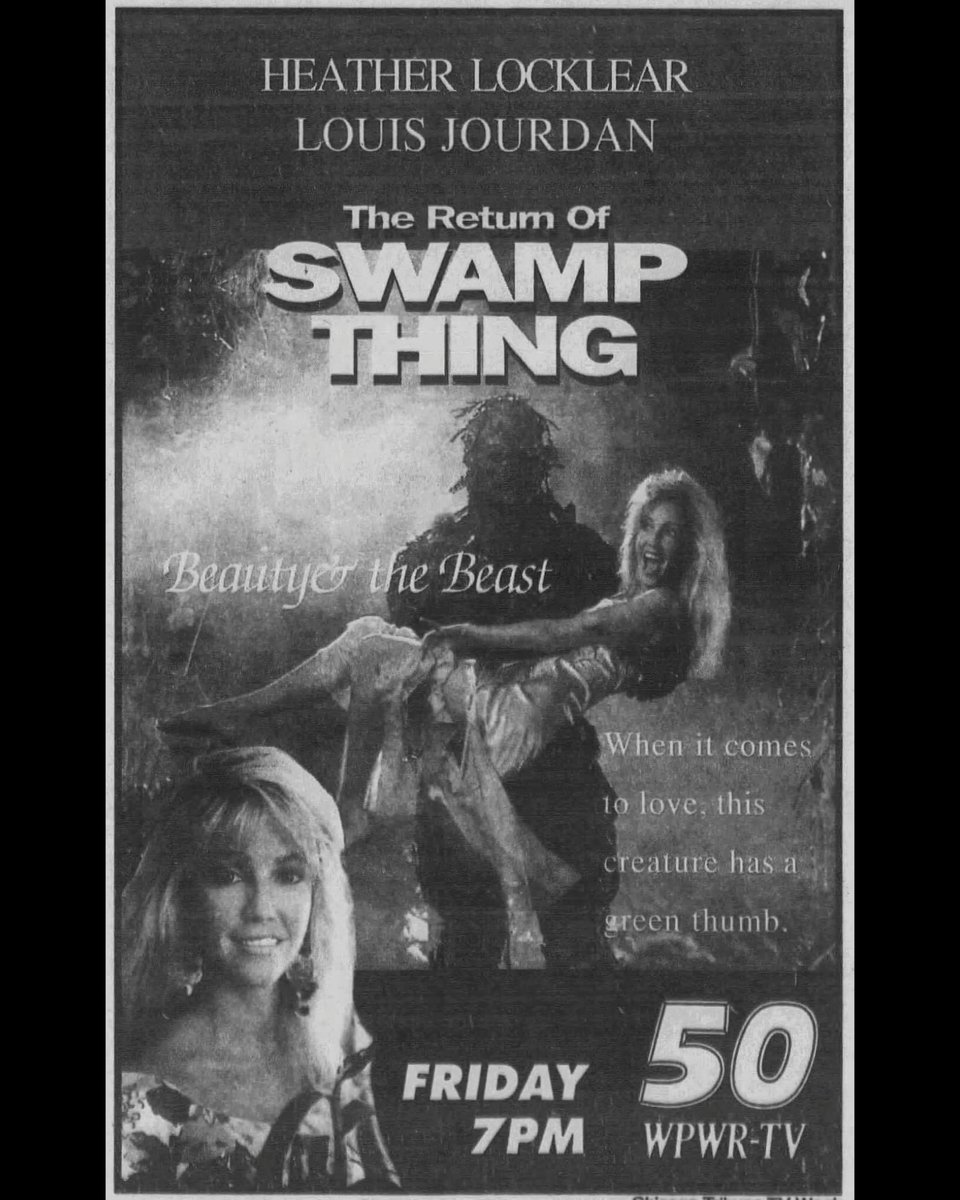 THE RETURN OF SWAMP THING  on WBWR-TV50.

[Chicago Tribune; Illinois - 2/23/1992]
