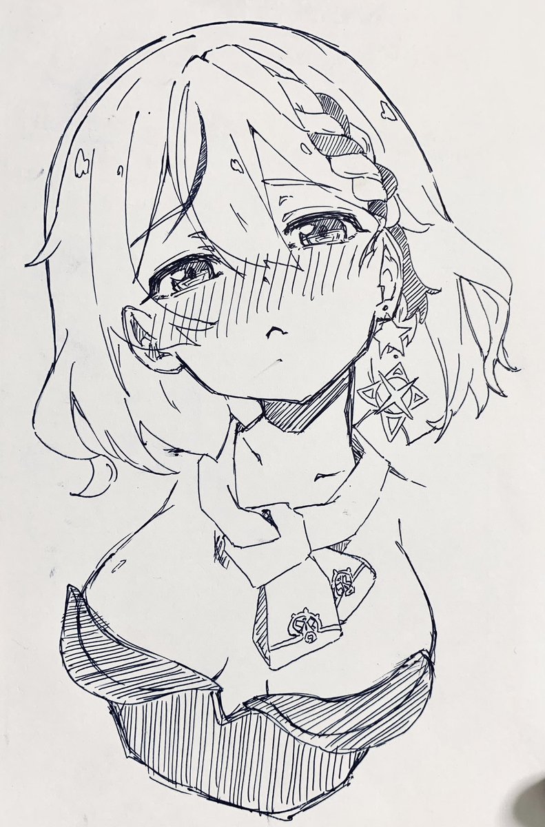 ボールペン一発描き月見さん どこから18タグになるのか分からない… 健全に描いても見た目がえっちでは?🤔 #つきみらすと #ひみつきみらすと