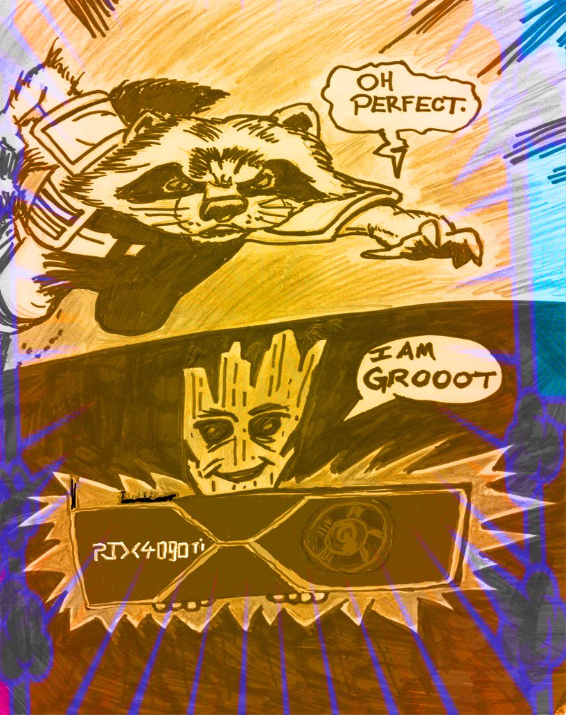 OH Perfect #nvidia #NvidiaRTX #groot #rocketraccoon #guardiansofthegalaxy #marvel #disney #illustration
#adobephotoshop #rtx4090ti #RTX4090 #brightcolors #comicart