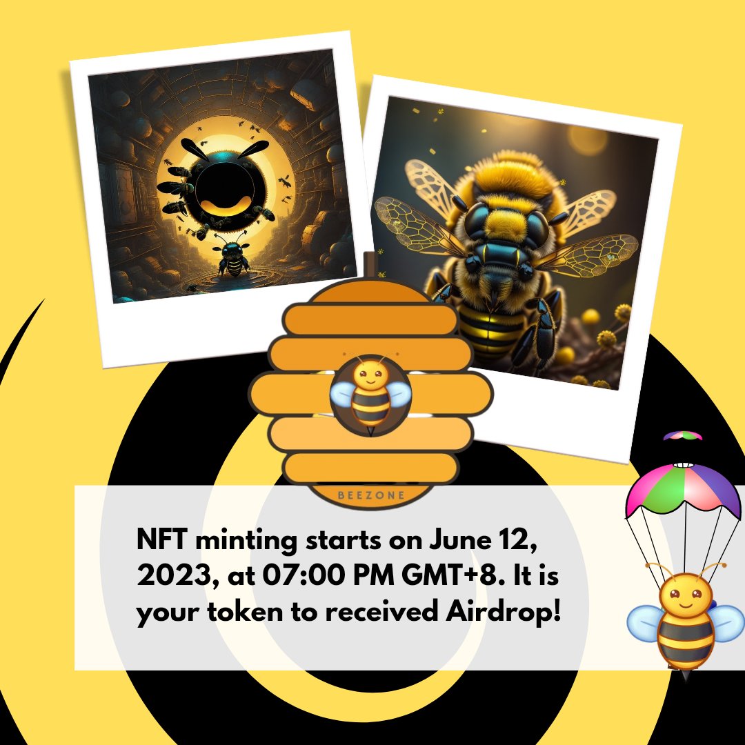 BeeZoneBSC's tweet photo. Exciting Announcement! 

🚀 More NFTs Minted = More Tokens for You! 🎉

We have some incredible news to share with our amazing community! To express our gratitude and reward your support, we're minting more NFTs, and that means more tokens for you to enjoy and benefit from! https://t.co/TlQQxwLYVk