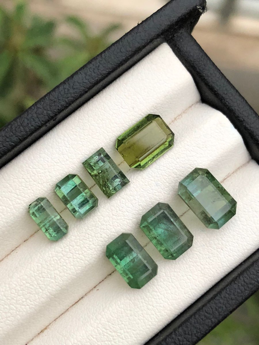Nice green color Tourmalines available for sale .
Weight 12.30 
Dimension 6.44 to 8.95 mm 
Price $250 USD for all 
Worldwide shipping ✈🛩
PayPal acceptable 
For purchase DM me thanks 😊