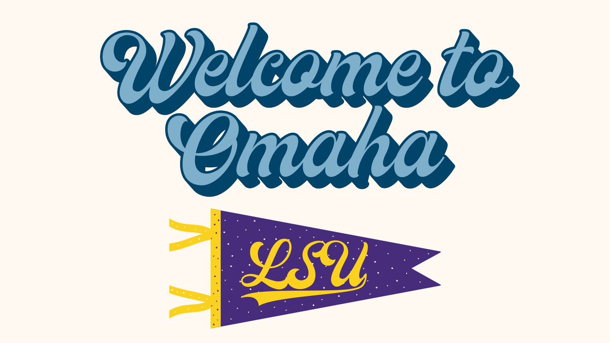CWSOmaha's tweet photo. 𝗪𝗘𝗟𝗖𝗢𝗠𝗘 𝗧𝗢 𝗢𝗠𝗔𝗛𝗔 @LSUbaseball 
 
#MCWS | #RoadToOmaha | #CWSOmaha https://t.co/Bg3RU4OnjM