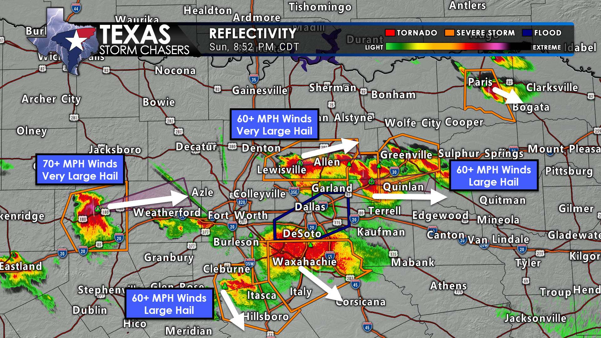 Texas Storm Chasers ⚡ on Twitter "854PM Multiple severe storms