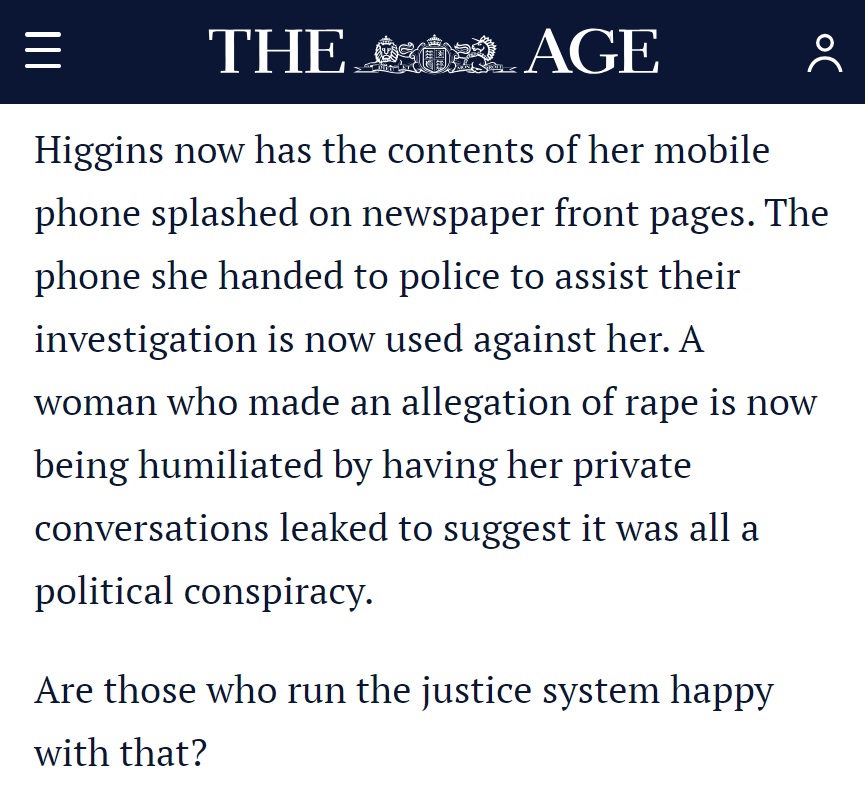 A pertinent point made in the Age today:

I think it's atrocious how the situation (fuelled by certain media outlets/interests etc) has now turned into a hyper partisan conspiracy narrative, when in fact the serious substance at hand (and breaches) are being overlooked.  #auspol