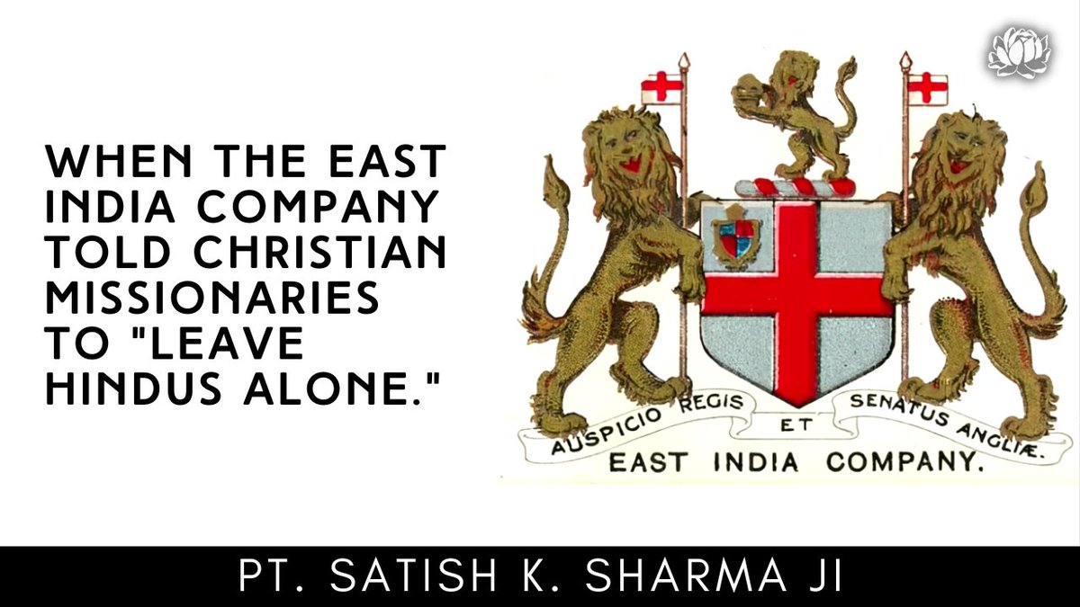 .@thebritishhindu

'Hindus are gentle, benevolent & kind - leave them alone.' Pt. Satish K. Sharma provides rare insights on how the British East India Company fought to keep Christian missionaries out of India | Watch: youtu.be/bvFJH2-2OFA

#EIC #EastIndiaCompany