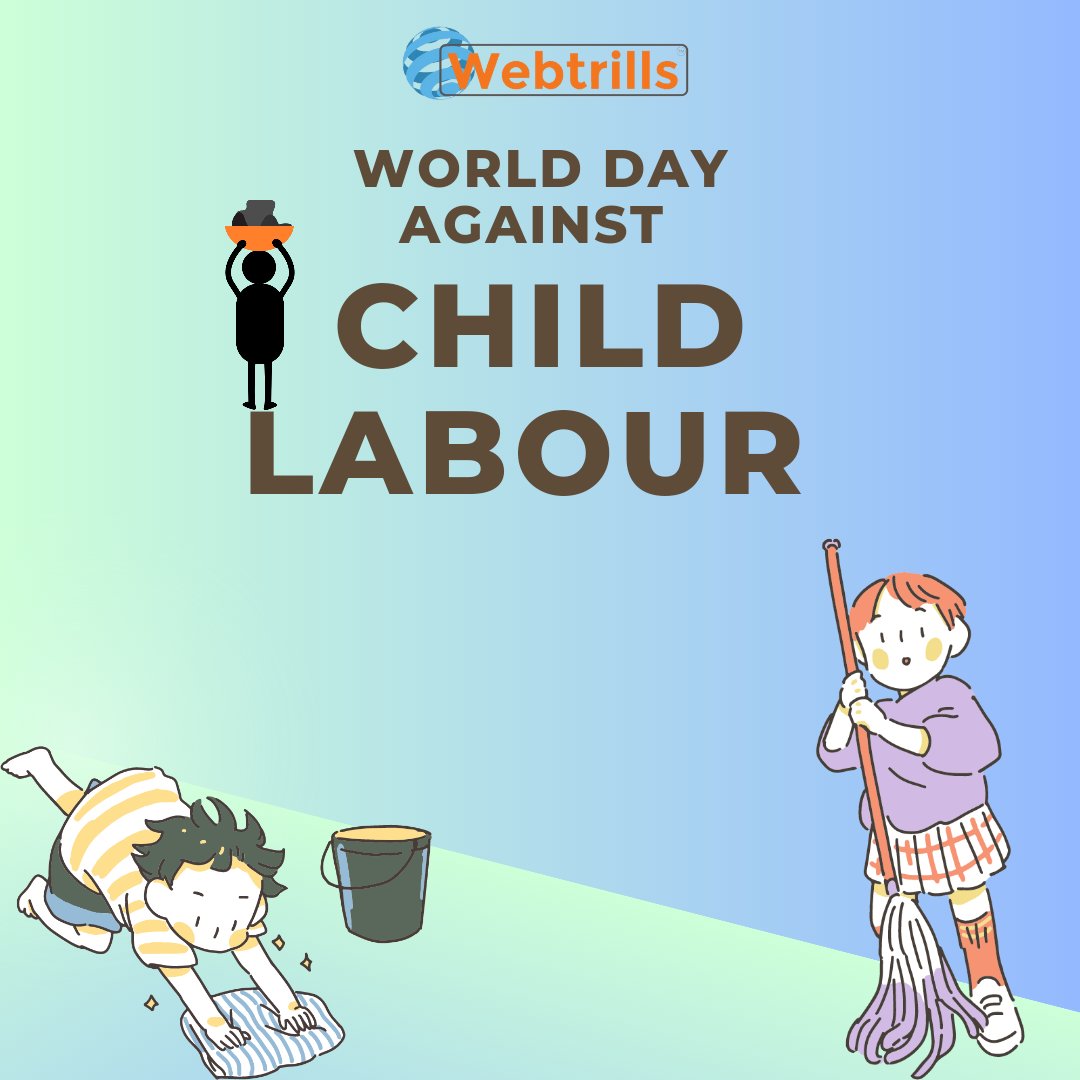 World Day Against Child Labour.
Childhood is a Time to Learn and Make their Future Bright; Child Labour is not Right.
.
#webtrills #worlddayagainstchildlabour #stopchildlabour #righttoeducation #Unicef #childlabour #stopthis #spreadawareness