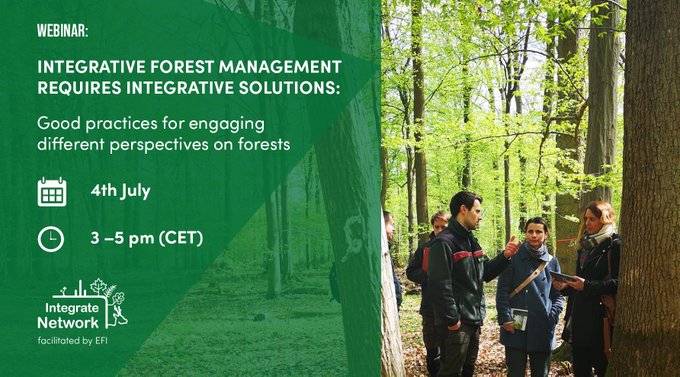 Join the #IntegrateNetwork #webinar  on 4 July 2023 and learn different perspectives on #integrative #forestmanagement.  

#RegisterNow: bit.ly/45LH7Hd

@efiresilience