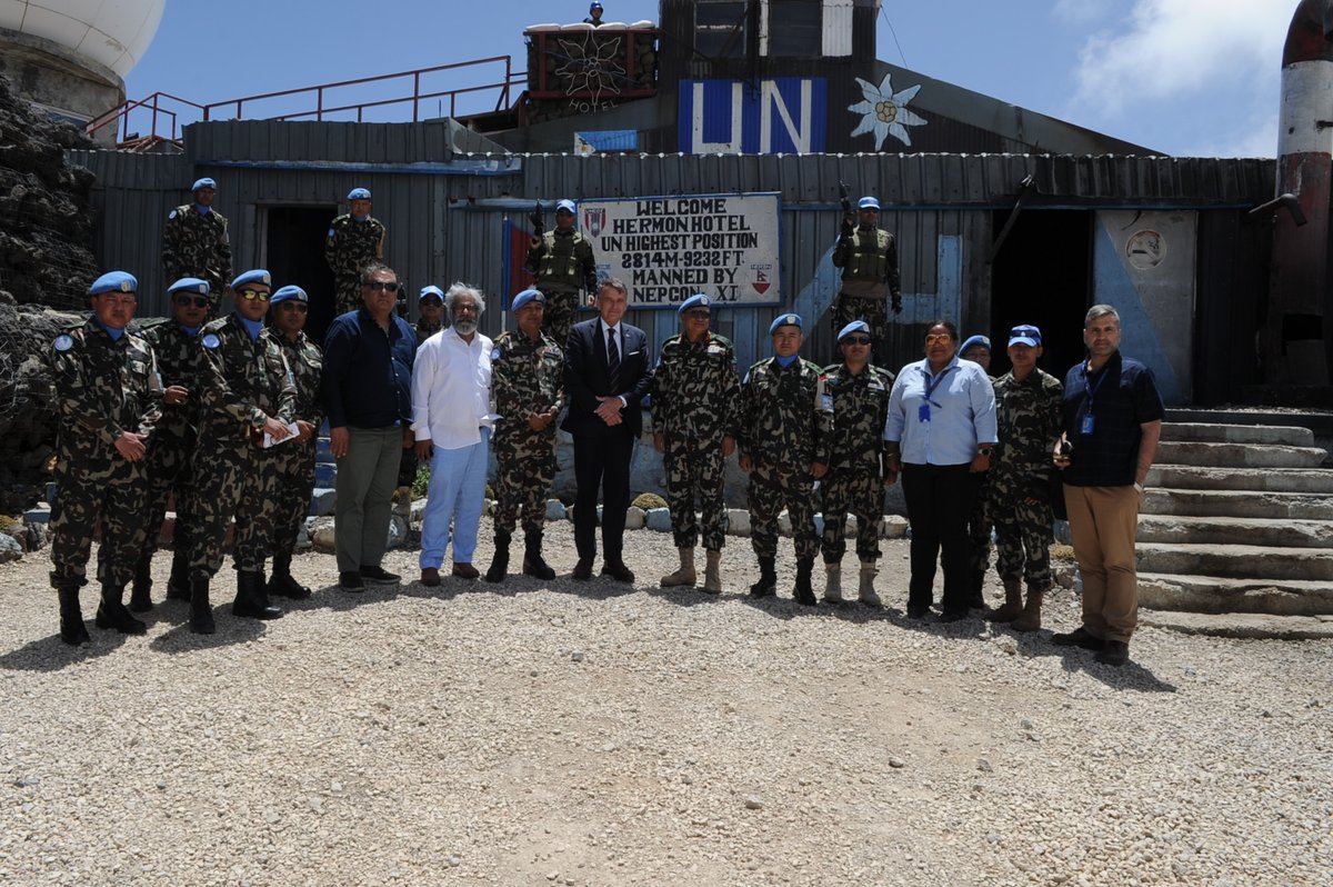 UNDOF's tweet photo. Mr. Christian Saunders, Special Coordinator USG SEA visited @UNDOF. FC with DFC & other members of Team UNDOF interacted with USG & discussed UNDOF endeavours on #SexualExploitationandAbuse.USG Saunders visited Mt Hermon & also interacted with female peacekeepers. #SayNoToSEA https://t.co/VnUY0ded3u