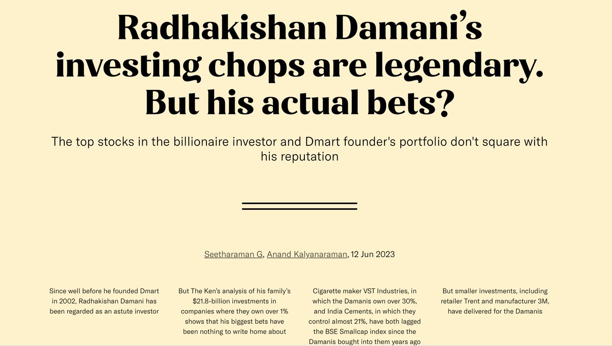 The Ken on Twitter "RT anandg_kalyang Radhakishan Damani's investing