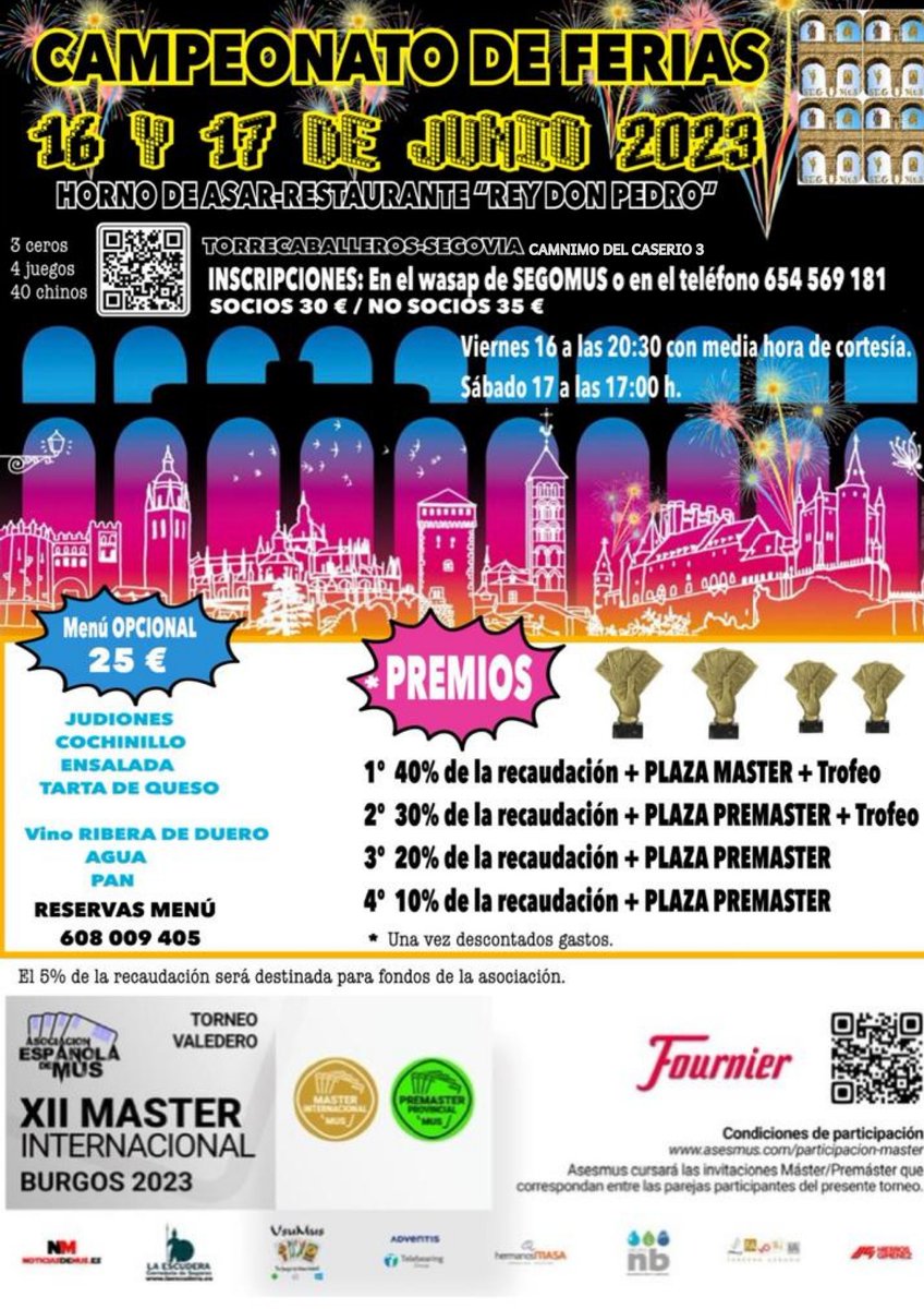#mastermus FERIAS SEGOVIA 2023, desde el 16 de junio en TORREQUABALLEROS (Segovia) asesmus.com/torneos/?m=0&c…