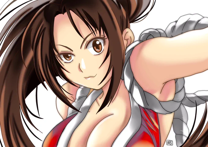 久しぶりに描いたらワイルドになりすぎた不知火舞さん #餓狼伝説 #KOF #レトロコンシューマー愛好会イラスト部 反省
