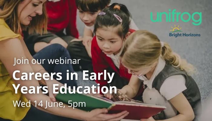 Unifrog (@unifrog) on Twitter photo Coming up this Wed (5pm) for those interested in a career in Early Years Education!
Hear from <a href="/BHFamiliesUK/">Bright Horizons UK</a> apprentices on what it's like to work in the childcare sector, and how to apply successfully.
Use the 'share' button to send to your students - bit.ly/3NkSpuP Coming up this Wed (5pm) for those interested in a career in Early Years Education!
Hear from <a href="/BHFamiliesUK/">Bright Horizons UK</a> apprentices on what it's like to work in the childcare sector, and how to apply successfully.
Use the 'share' button to send to your students - bit.ly/3NkSpuP