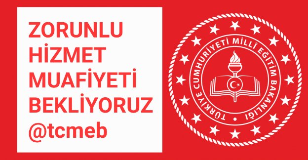 <a href="/Yusuf__Tekin/">Yusuf Tekin</a> ➡️Sağlık özrü olan öğretmenler,
➡️Eş mazereti olan öğretmenler,
➡️2. Kez zorunlu hizmet yapan öğretmenler,
➡️Mazereti ortadan kalkan öğretmenler,
➡️13 yıldır evrak yükü çeken öğretmenler zorunlu hizmete 'MUAFİYET' bekliyor.
<a href="/RTErdogan/">Recep Tayyip Erdoğan</a> 
<a href="/Yusuf__Tekin/">Yusuf Tekin</a>
#ZorunluHizmetMuafiyeti