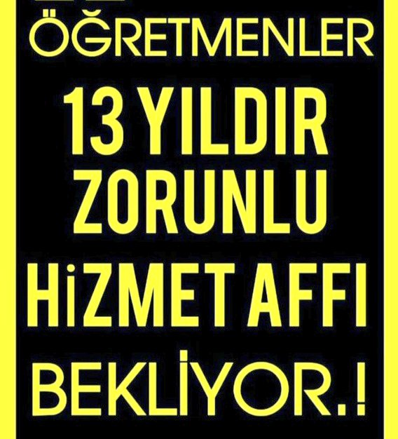 <a href="/Yusuf__Tekin/">Yusuf Tekin</a> ➡️Sağlık özrü olan öğretmenler,
➡️Eş mazereti olan öğretmenler,
➡️2. Kez zorunlu hizmet yapan öğretmenler,
➡️Mazereti ortadan kalkan öğretmenler,
➡️13 yıldır evrak yükü çeken öğretmenler zorunlu hizmete 'MUAFİYET' bekliyor.
<a href="/RTErdogan/">Recep Tayyip Erdoğan</a> 
<a href="/Yusuf__Tekin/">Yusuf Tekin</a>
#ZorunluHizmetMuafiyeti