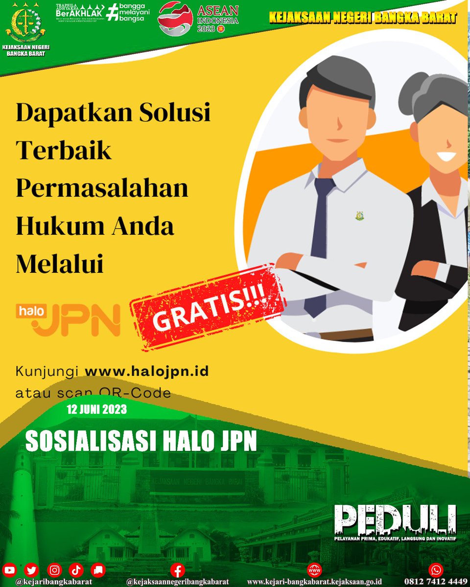 kejaribabar's tweet photo. Senin, 12 Juni 2023 Jaksa Pengacara Negara Kejaksaan Negeri Bangka Barat
melakukan kegiatan Sosialiasi Program Halo JPN kepada anggota masyarakat
dalam rangka meningkatkan pelayanan kepada masyarakat
#kejaksaanRB #kejaksaan #Kejaksaan.RI #kejaksaanri  #kejaksaanagung #kejatibabel https://t.co/1bw1e2emqx