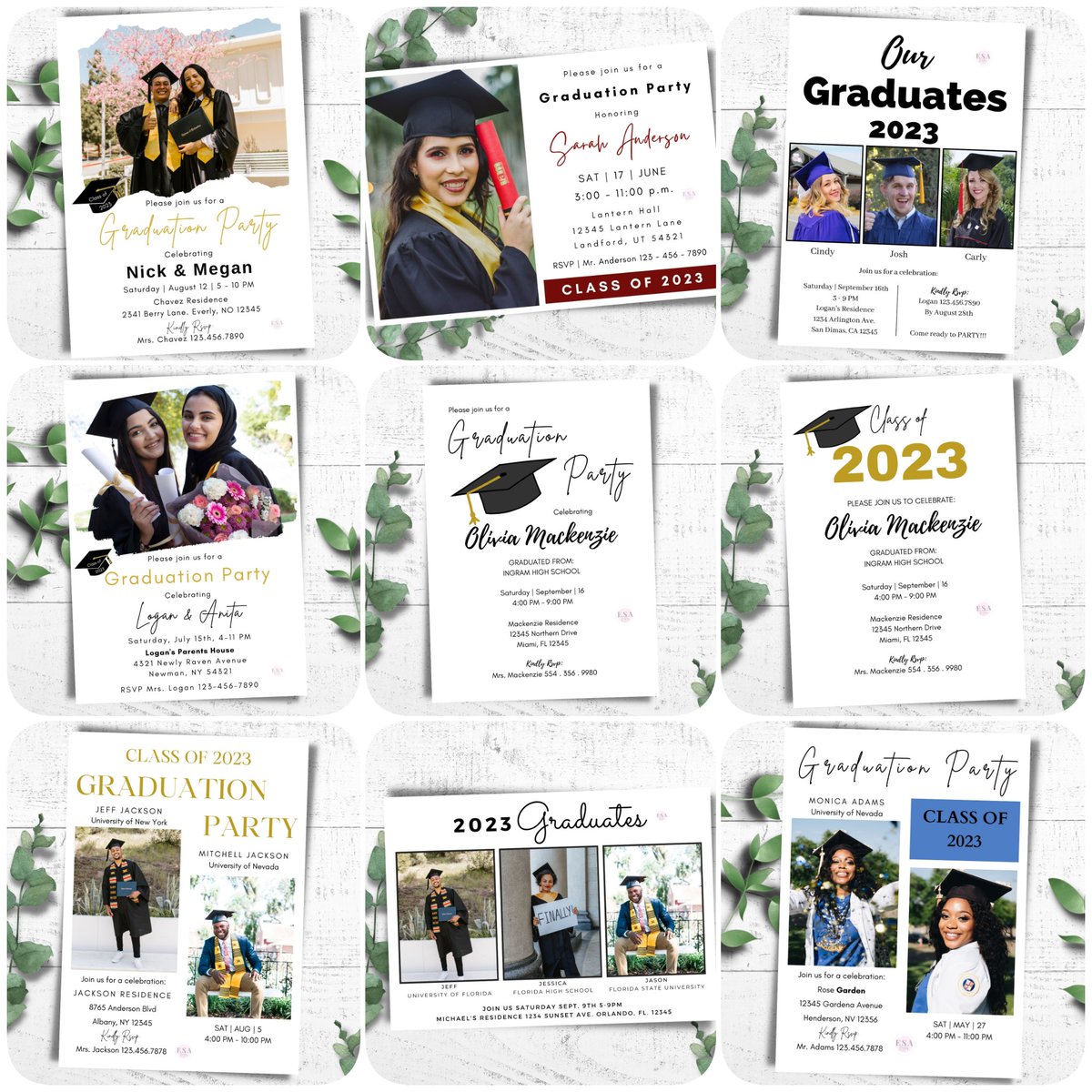 There's still time! These graduation party invitations, graduation announcements, and save the date invitations are still available in my Etsy shop. Perfect for all graduates. Check them out in my Etsy shop!
esakreates.etsy.com