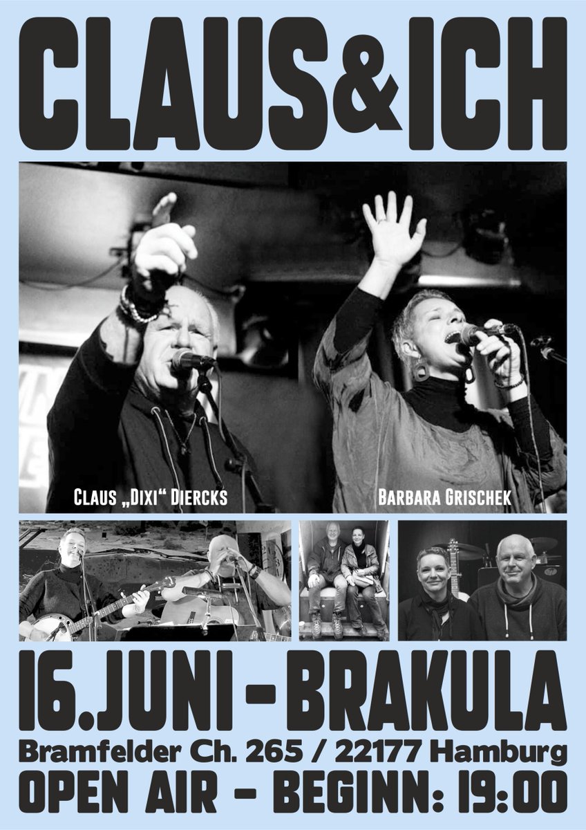 Claus "Dixi" Diercks &amp; Barbara Grieschek
Blues Legende trifft auf MOUNTAIN CITY FAMILY

Die sagenumwobene Stadt „Mountain City“, liegt im Norden Hamburgs, wurde erstmals 1248 als „Bergstedt“ in den Büchern erwähnt und gilt als Geburtsort und

brakula.de/veranstaltunge…