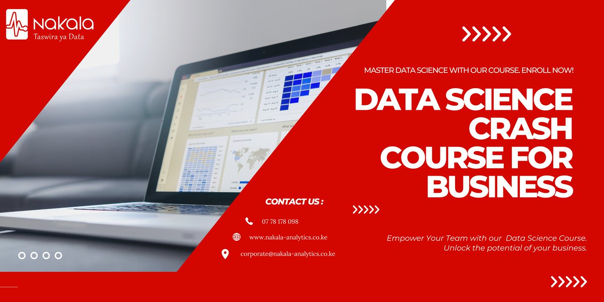 Level up your business analytics game with our cutting-edge Data Science Training Course! Gain the skills to extract powerful insights from your company's data and make data-driven decisions that drive success.
contact us: corporate@nakala-analytics.co.ke
#DataScience #Analytics