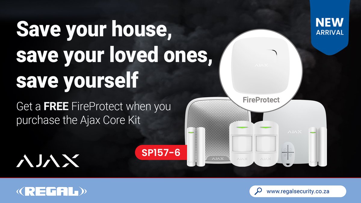 RegalSecurity1's tweet image. Get everything you need to protect your property with the Ajax Core Kit, including a FREE state-of-the-art fire detection device. Visit your local Regal today to find out more or sign up online at regalsecurity.co.za.

#RegalSecurity #AjaxSystems