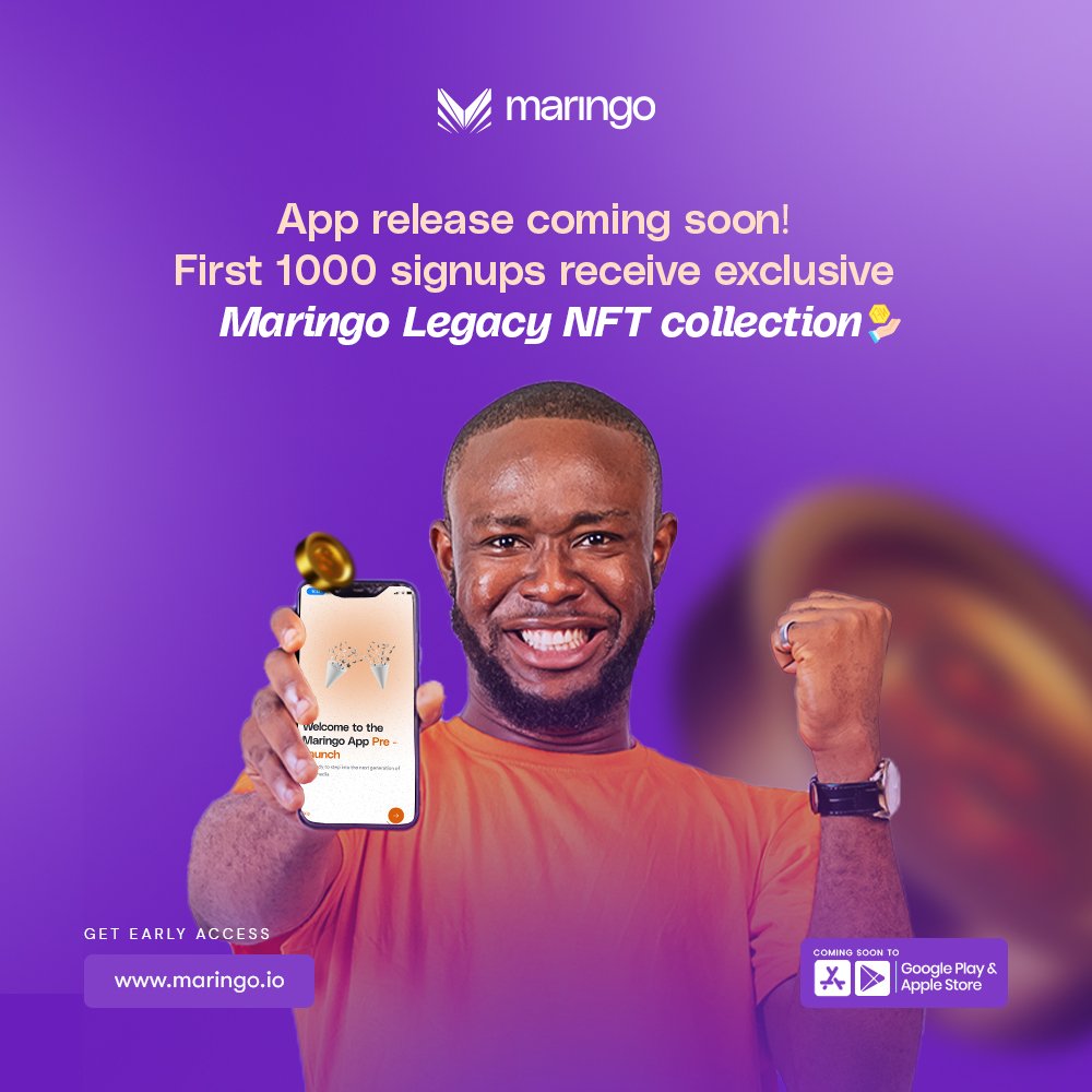 Maringoapp's tweet photo. Do you know?
MaringoApp is coming 

You can stand a chance of wining big with Maringo by being part of the first 1000 signups

#nfts #startup #socialemedia https://t.co/JaAEOlKiee