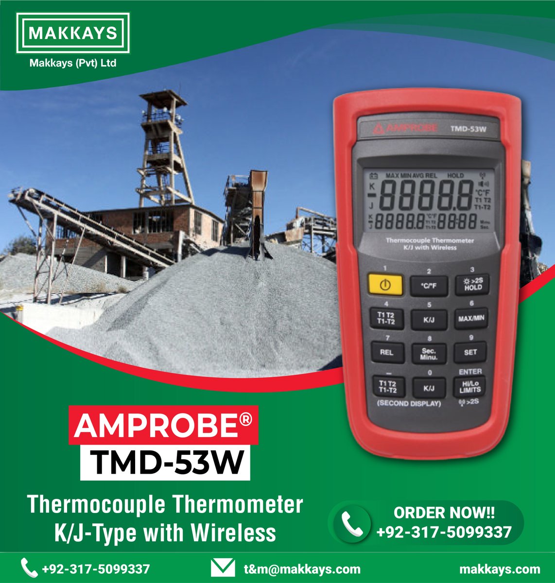 The #Amprobe TMD-53W Thermocouple Thermometer with wireless download capability is a perfect choice for HVAC/R technicians and electricians, or for demanding applications that require a high degree of accuracy.
#electricalequipment #electricalequipment #technicalservices #makkays